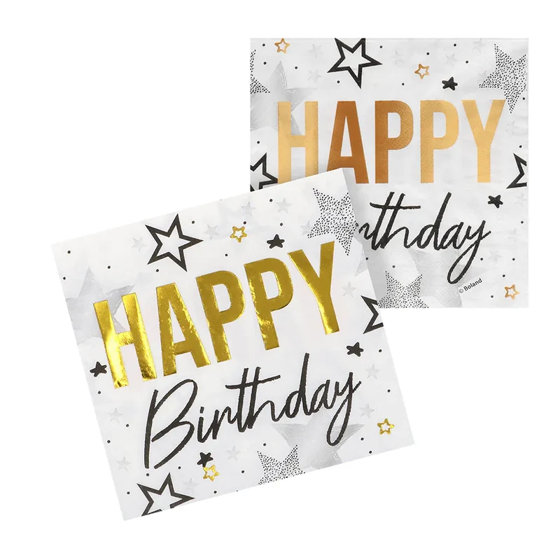 Set 20 papieren servetten 'Happy birthday'