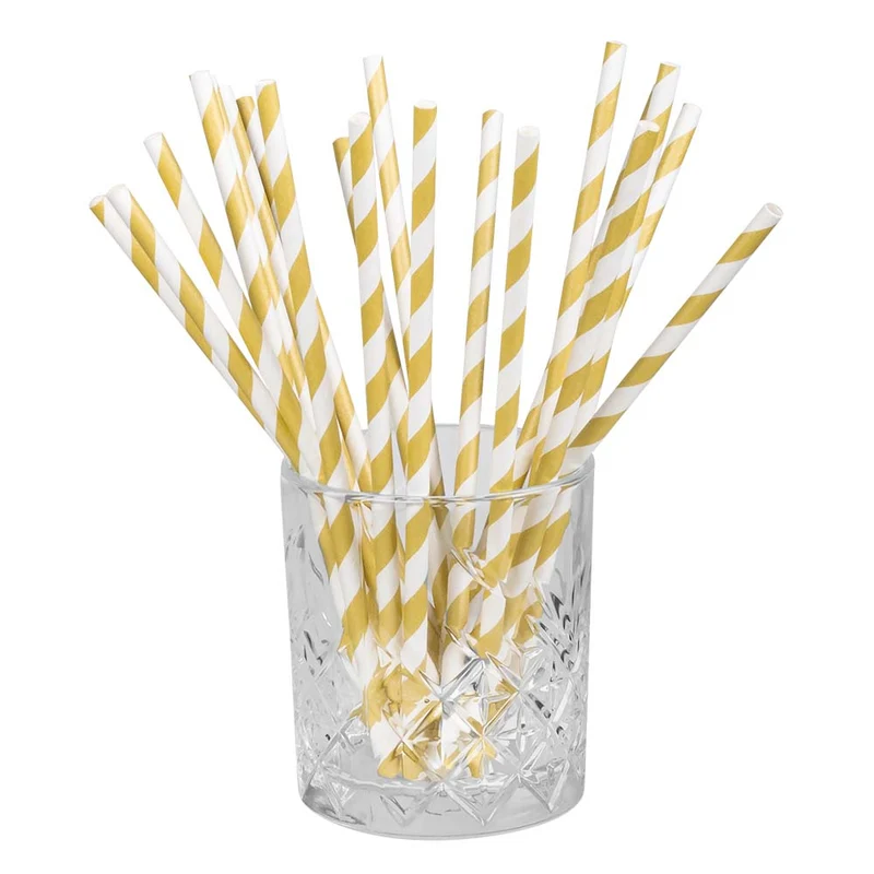 Set 20 papieren rietjes wit/goud