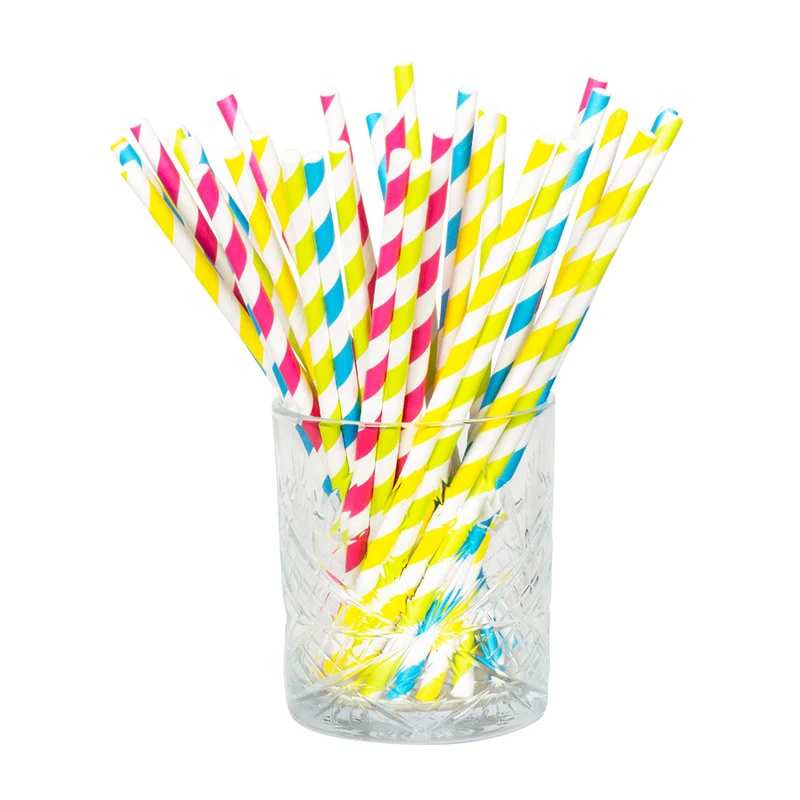 Set 20 papieren rietjes multikleur