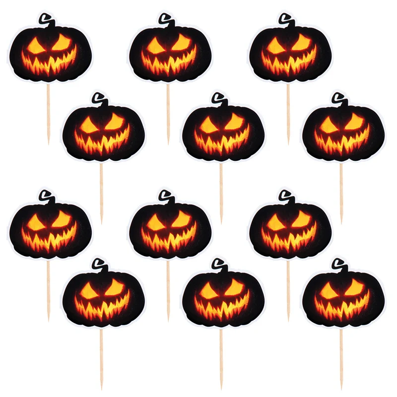 Set 12 cocktailprikkers Creepy pumpkin