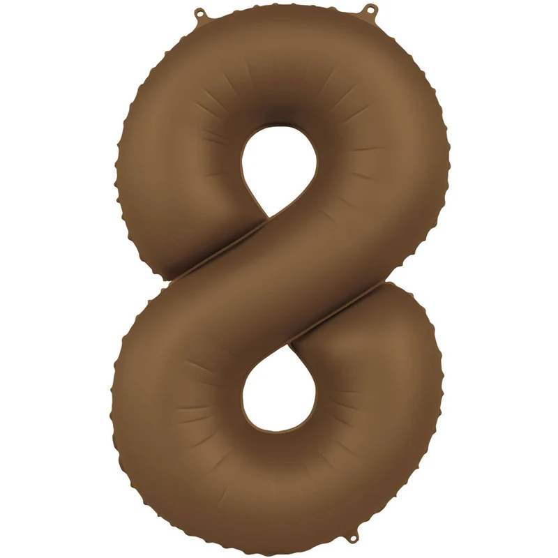 Folieballon Cijfer 8 Bruin Mat (86cm)