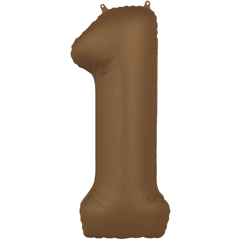 Folieballon Cijfer 1 Bruin Mat (86cm)