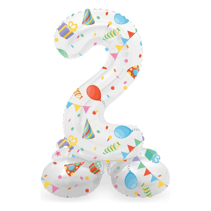 Staande Folieballon Cijfer 2 Joyful Party - 41 cm