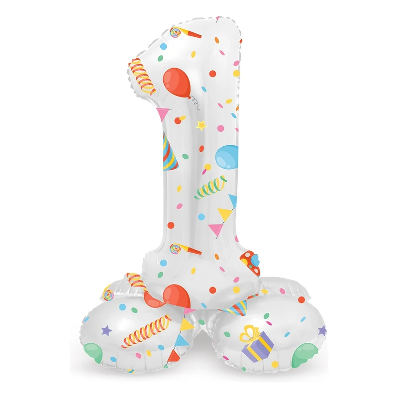 Staande Folieballon Cijfer 1 Joyful Party - 41 cm