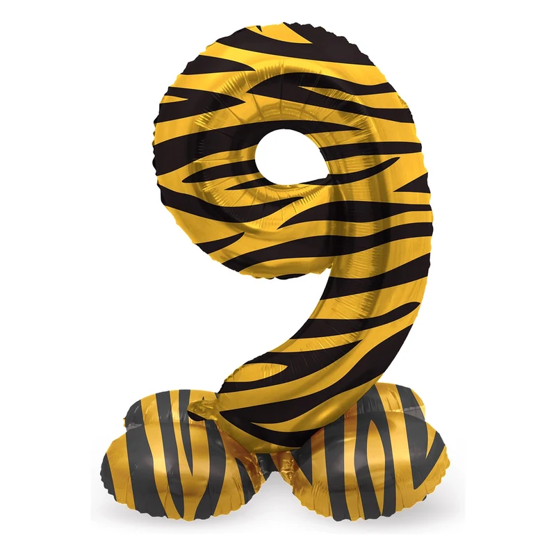 Staande Folieballon Cijfer 9 Tiger Chic - 41 cm