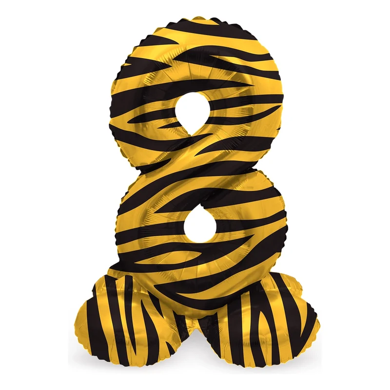 Staande Folieballon Cijfer 8 Tiger Chic - 41 cm