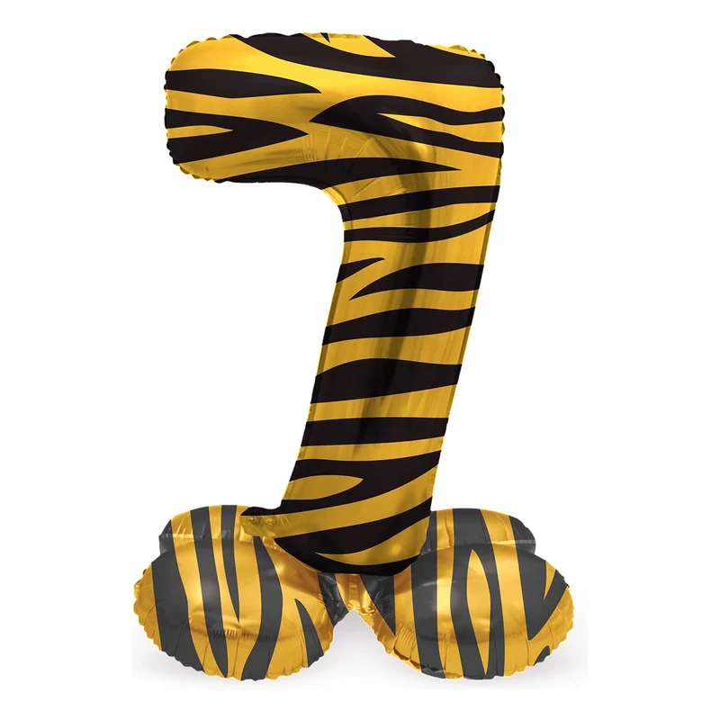 Staande Folieballon Cijfer 7 Tiger Chic - 41 cm