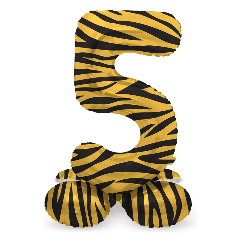Staande Folieballon Cijfer 5 Tiger Chic - 41 cm