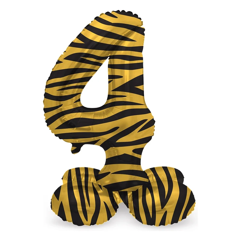 Staande Folieballon Cijfer 4 Tiger Chic - 41 cm