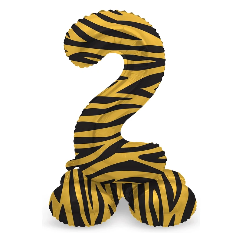 Staande Folieballon Cijfer 2 Tiger Chic - 41 cm