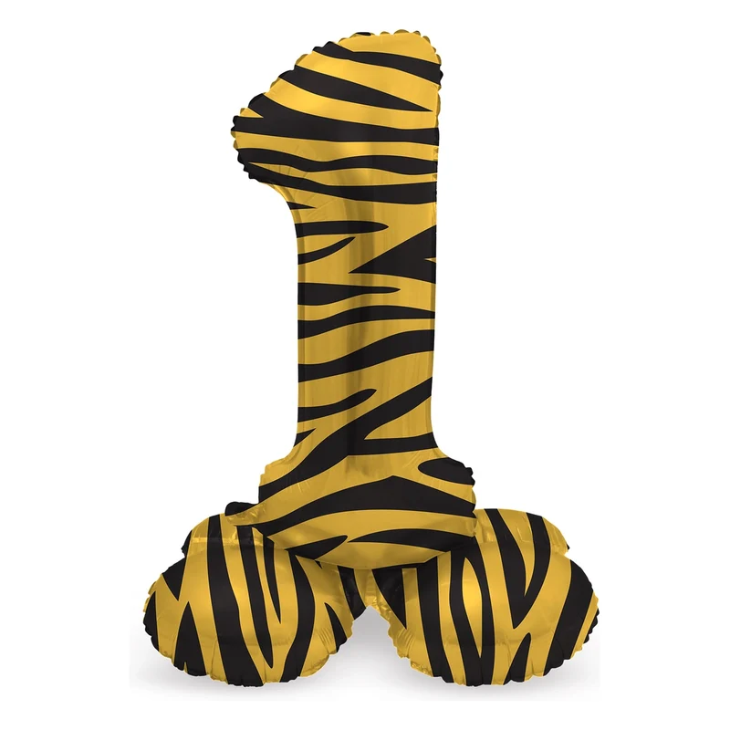 Staande Folieballon Cijfer 1 Tiger Chic - 41 cm