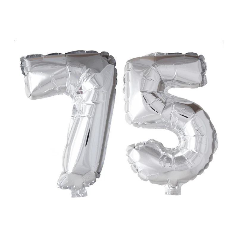 Folieballon 75 jaar zilver 86cm
