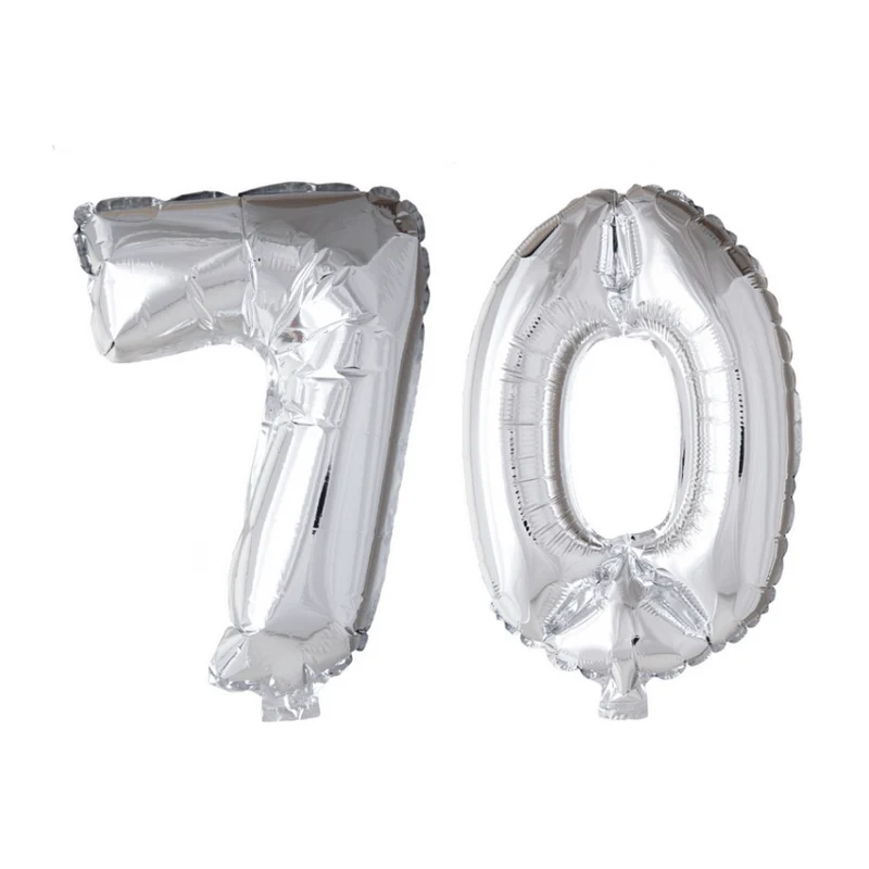 Folieballon 70 jaar zilver 41cm