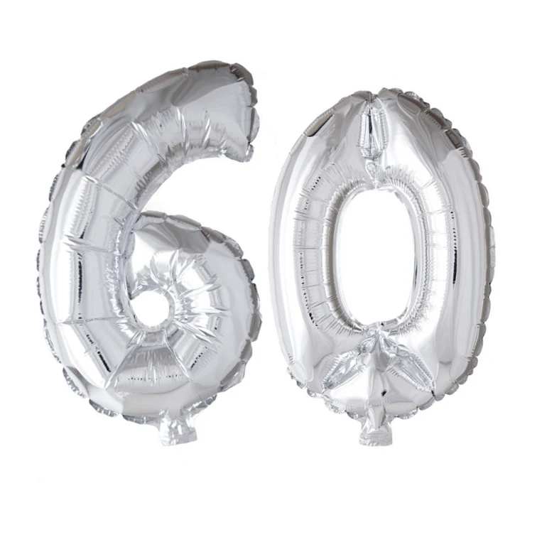 Folieballon 60 jaar zilver 86cm