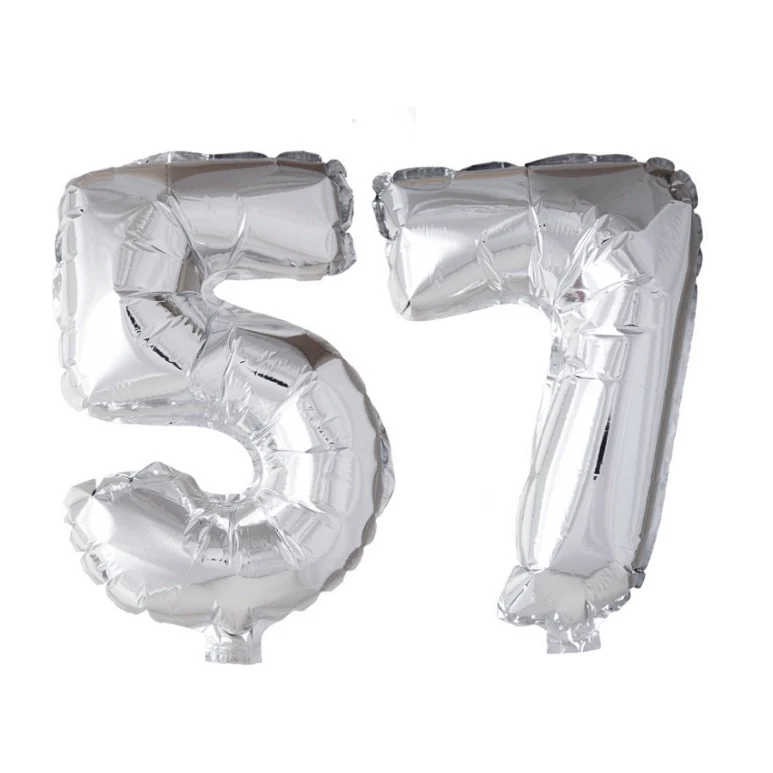 Folieballon 57 jaar zilver 86cm