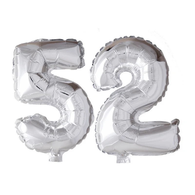 Folieballon 52 jaar zilver 86cm