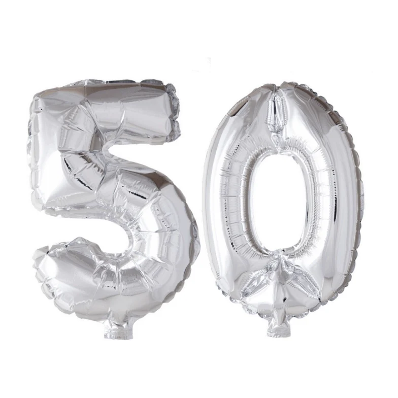 Folieballon 50 jaar zilver 86cm
