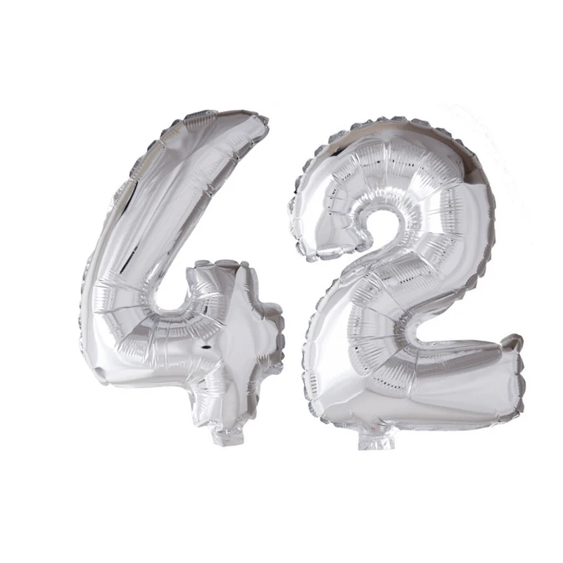 Folieballon 42 jaar zilver 41cm