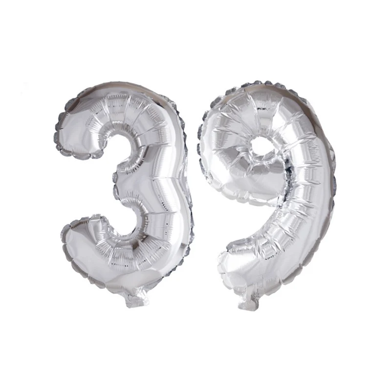 Folieballon 39 jaar zilver 41cm