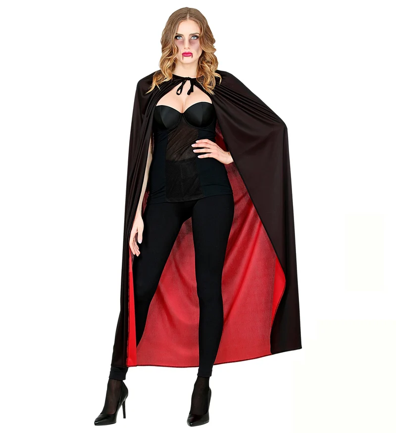 Luxe dubbelzijdige cape zwart rood