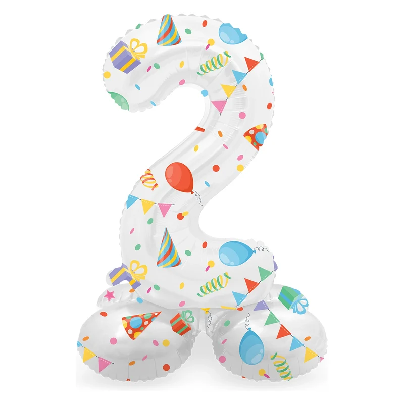 Staande Folieballon Cijfer 2 Joyful Party - 72 cm