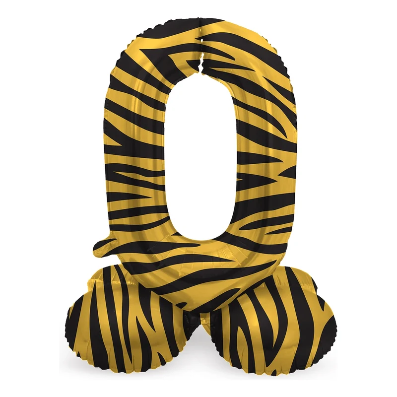 Staande Folieballon Cijfer 0 Tiger Chic - 72 cm