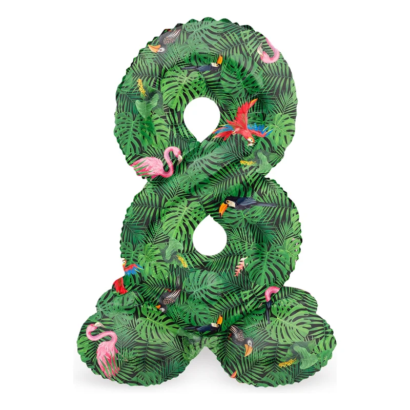 Staande Folieballon Cijfer 8 Jungle Vibe - 72 cm