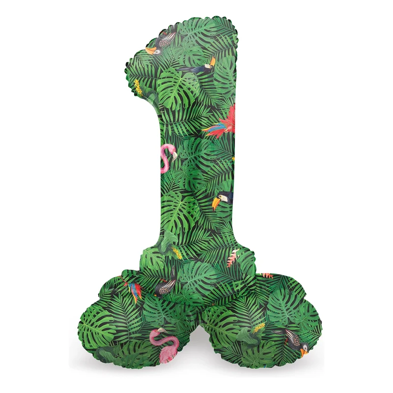 Staande Folieballon Cijfer 1 Jungle Vibe - 72 cm