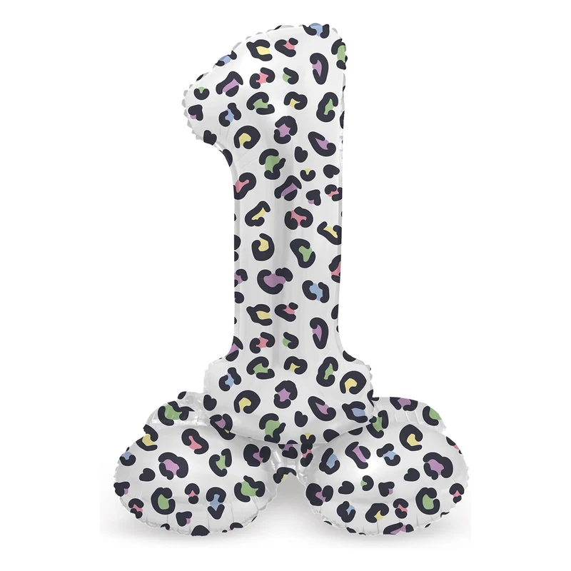 Staande Folieballon Cijfer 1 Bright Panther - 72 cm