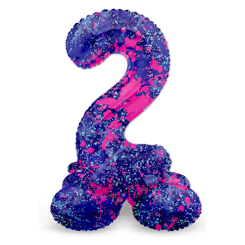 Staande Folieballon Cijfer 2 Paint Splash - 72 cm