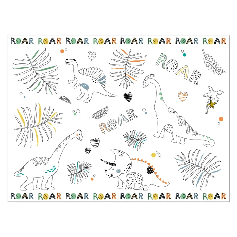 Placemats Kleurplaten Dino Roars - 6 stuks