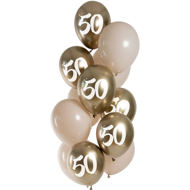 Golden Latte 50 Jaar Ballonnen Mix 12st (33cm)
