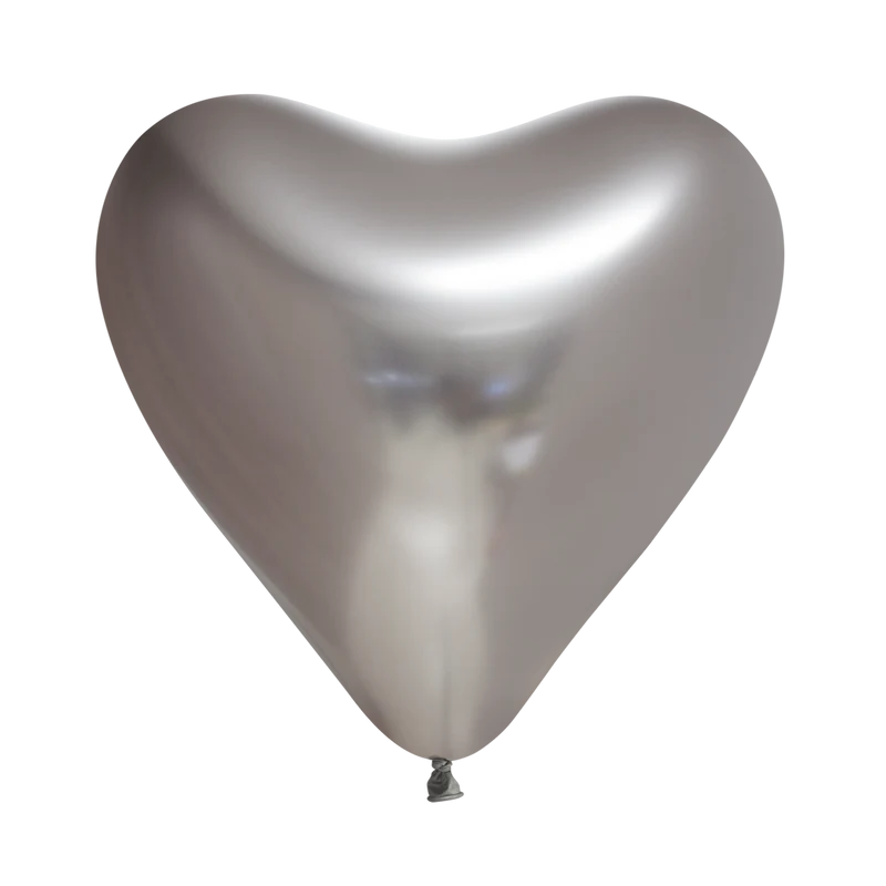 Hartjes Ballonnen Chrome Zilver (6st)