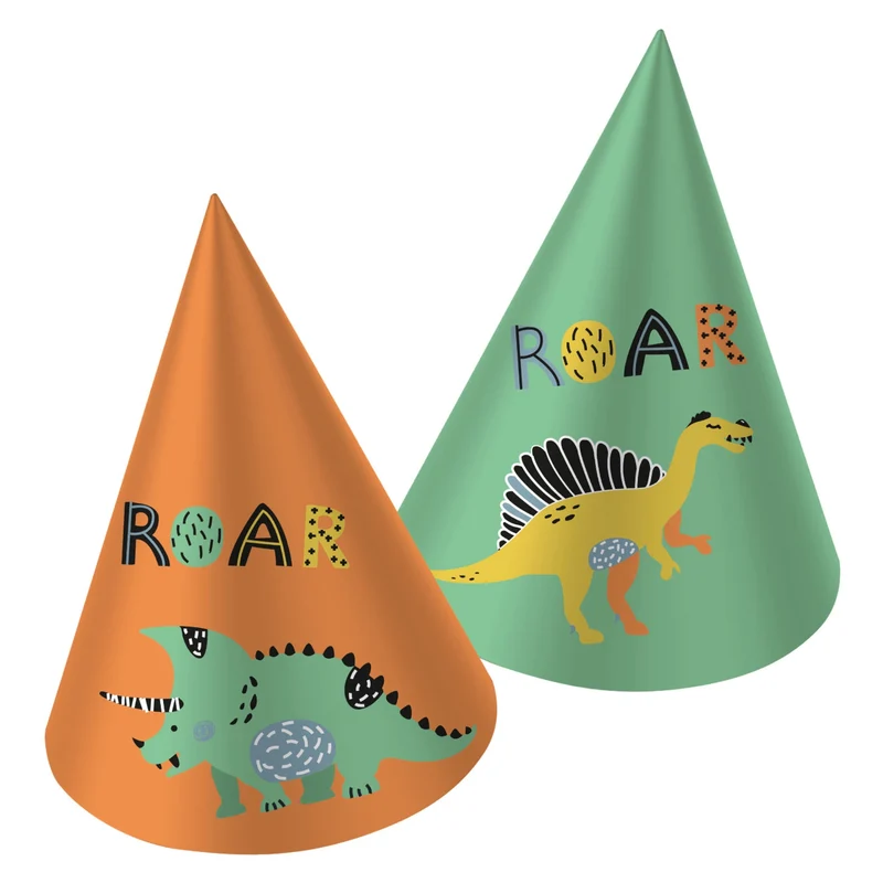 Hoedjes Papier Dino Roars - 6 stuks