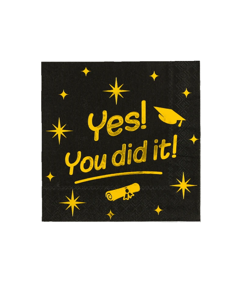 Classy Servetten Yes You Did It Zwart/Goud (16st)