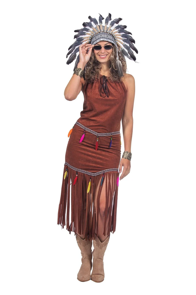 Indianen Jurk Franjes Festival Bruin Dames