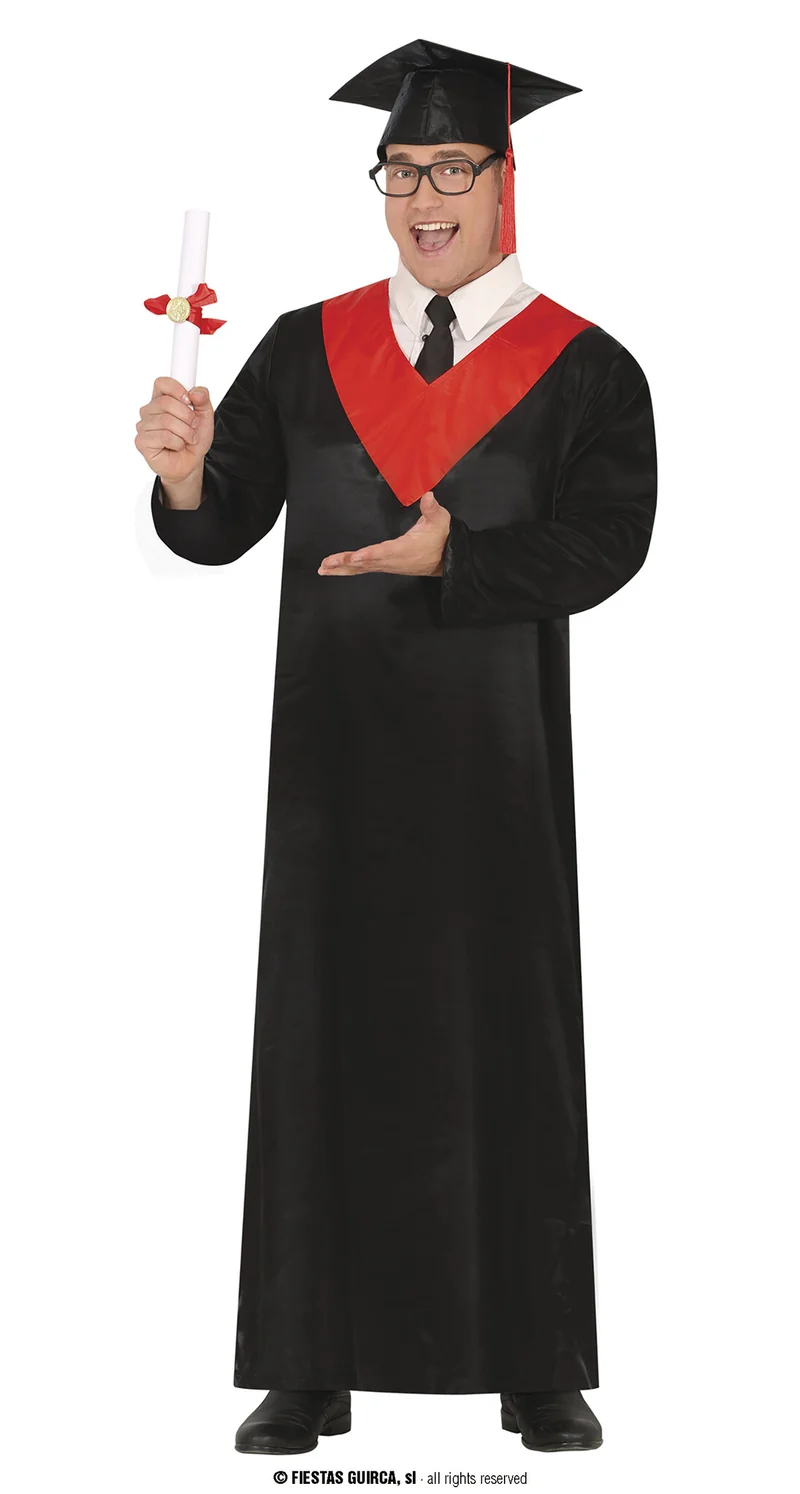 Geslaagd Toga Volwassen Zwart/Rood