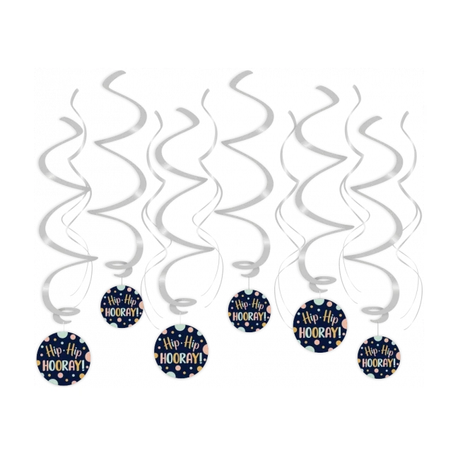 Hip Hip Hooray - Swirl decoratie - 12 stuks