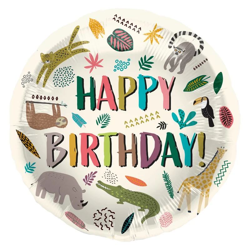 Folieballon Zoo Party - 45 cm - Happy Birthday