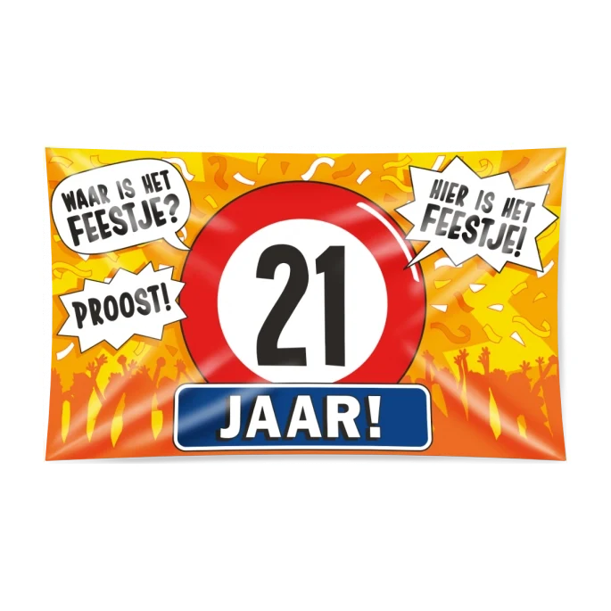 Gevel vlag - 21 jaar - 150x90cm