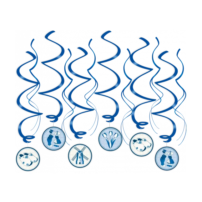 Delftsblauw - Swirl decoratie - 12 stuks