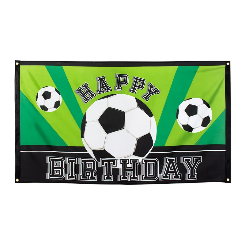 Polyester vlag Voetbal 'Happy birthday'