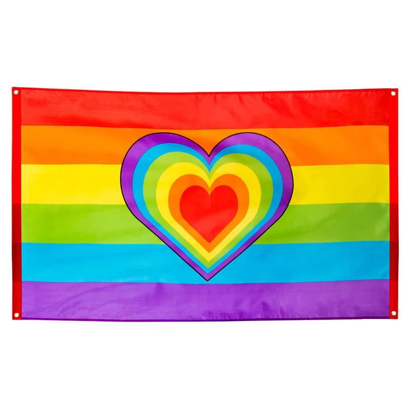 Polyester vlag Regenboog hart