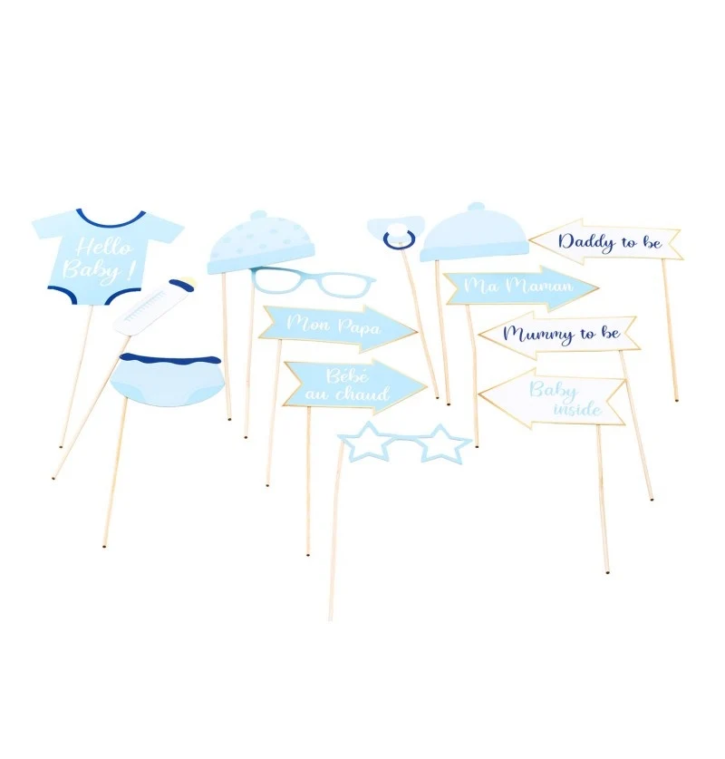 Photo Booth Accessoires Baby Jongen Frans/Engels (12st)