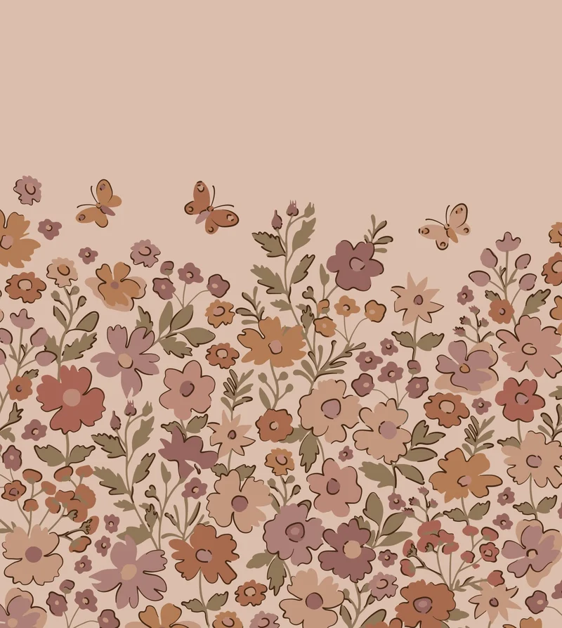 ESTAhome fotobehang bloemetjes terracotta roze - 2.5 x 2.79 m - 159582