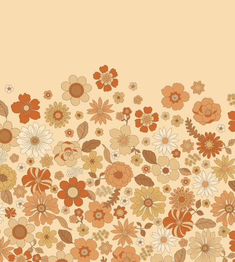 ESTAhome fotobehang retro bloemen oranje - 2.5 x 2.79 m - 159588