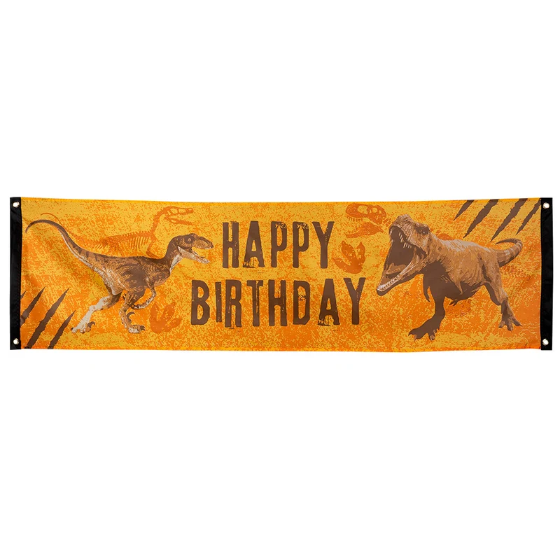 Polyester banner T-rex 'Happy birthday'