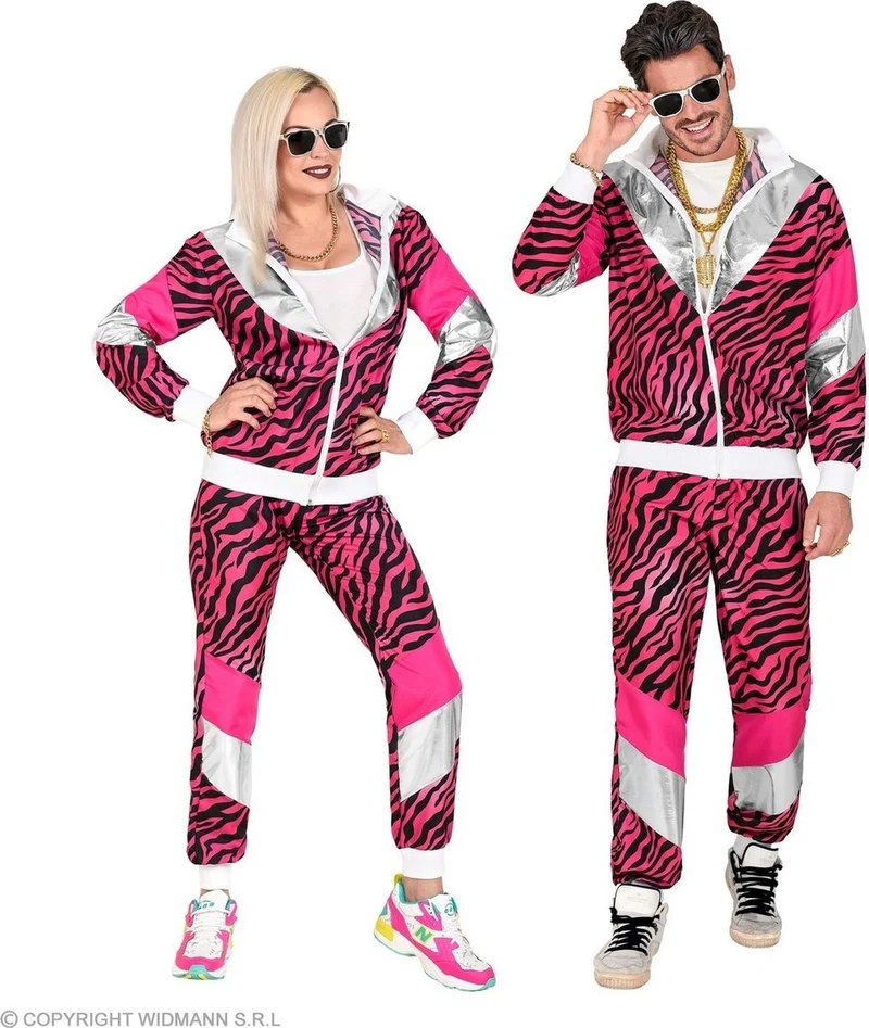 Fout 80's Trainingspak Tijger Roze Unisex