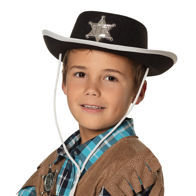 Hoed kind cowboy Deputy sheriff zwart
