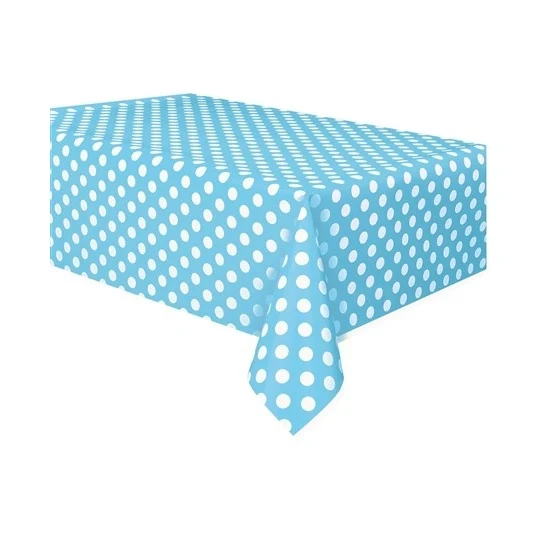 Tafelkleed licht blauw met stippen 137x274cm